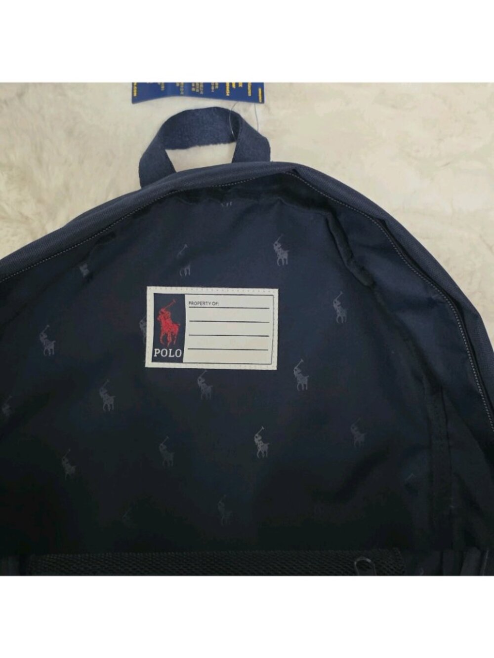 Polo Ralph Lauren Backpack Full Size Laptop Navy Blue Polo Bear School Bag NWT - Picture 7 of 7